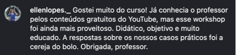 Depoimento real de @ellenlopes._ no Instagram