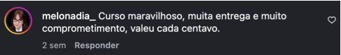 Depoimento real de @melonadia_ no Instagram